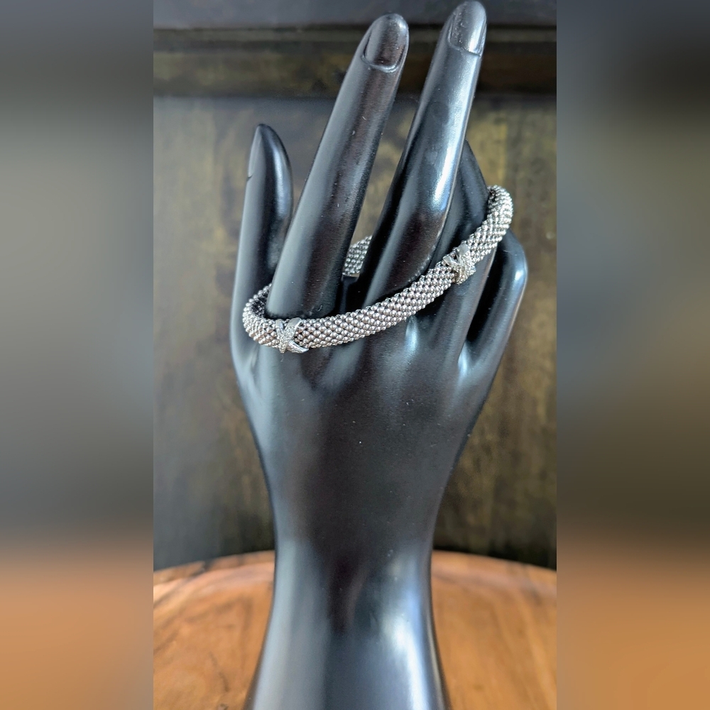 EUC Inox 925 Italy Sterling Silver Woven Mesh Bracelet